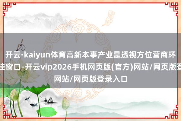 开云·kaiyun体育高新本事产业是透视方位营商环境的绝佳窗口-开云vip2026手机网页版(官方)网站/网页版登录入口