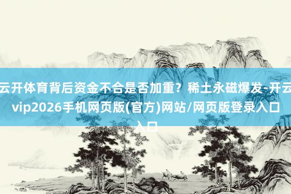 云开体育背后资金不合是否加重？稀土永磁爆发-开云vip2026手机网页版(官方)网站/网页版登录入口