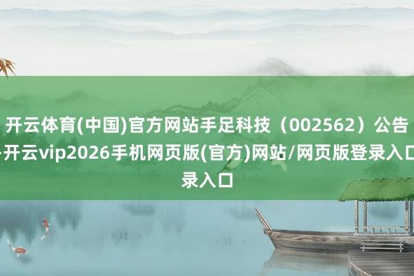 开云体育(中国)官方网站手足科技（002562）公告-开云vip2026手机网页版(官方)网站/网页版登录入口